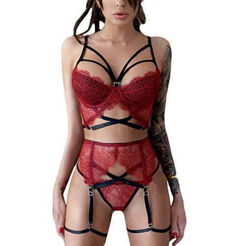 AMUSTER Dessous Strapsen Reizwäsche Sexy Lingerie Damen Body Erotische Unterwäsche Babydoll Set Nachtwäsche Sexy mit Panties von AMUSTERღ