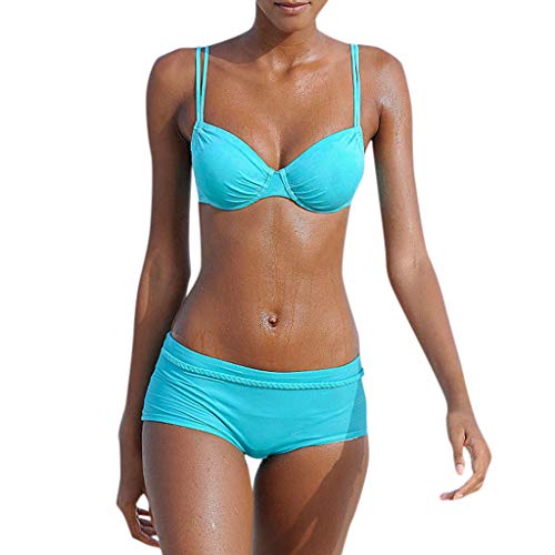 AMUSTER Frauen Tankini Sets Zweiteiler Bikini Sets Kurze Shorts Bademode Große Größe Hohe Taille Bikini Set mit Hotpants Push Up BH von AMUSTERღ