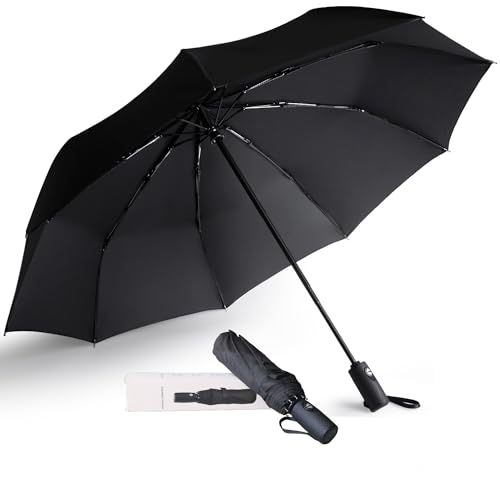 AMVUZ Regenschirm Sturmfest Reise Winddichte Auf-Zu-Automatik Taschenschirm,210T Teflon-Beschichtung Schirm (Schwarz) AMVUZ Regenschirm Sturmfest Reise Winddichte Auf-Zu-Automatik Taschenschirm,210T Teflon-Beschichtung Schirm (Schwarz) von AMVUZ