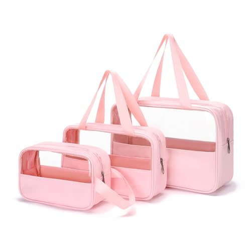AMXNX Reise Kulturbeutel, Transparente Kulturtasche PVC Kosmetiktasche wasserdichte, Tragbare Schminktasche, Make up Tasche für Damen Männer 3 Stück AMXNX Reise Kulturbeutel, Transparente Kulturtasche PVC Kosmetiktasche wasserdichte, Tragbare Schminktasche, Make up Tasche für Damen Männer 3 Stück von AMXNX