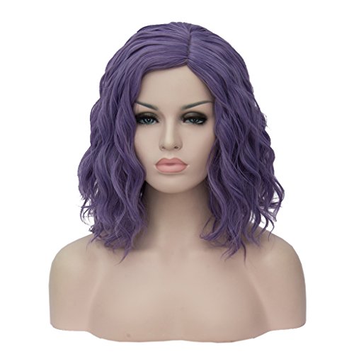 CLOCOLOR Damen Cosplay Perücke Mittlere Länge Natürliche Synthetische Hitzebeständige Bob Perücken Kostüm Party Manga Perücke Lila von AMYHOME