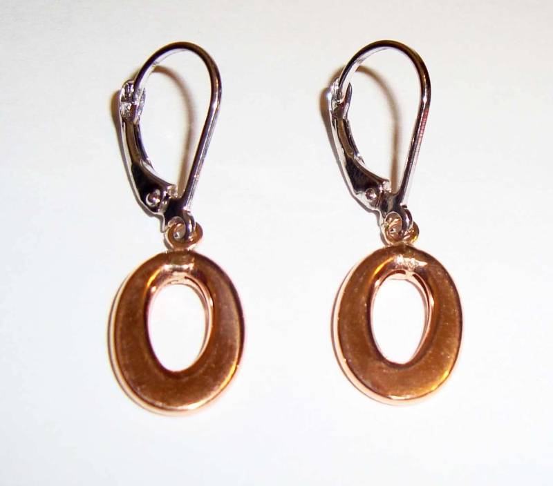 10K Solide Rose Und Weißgold | 1 "Zoll Baumelnde Ohrringe, Einzigartige Mode-statement Ovale Tropfen Massiv Gold Lever-Back Ohrringe Für Frauen von AMYKORYLINE