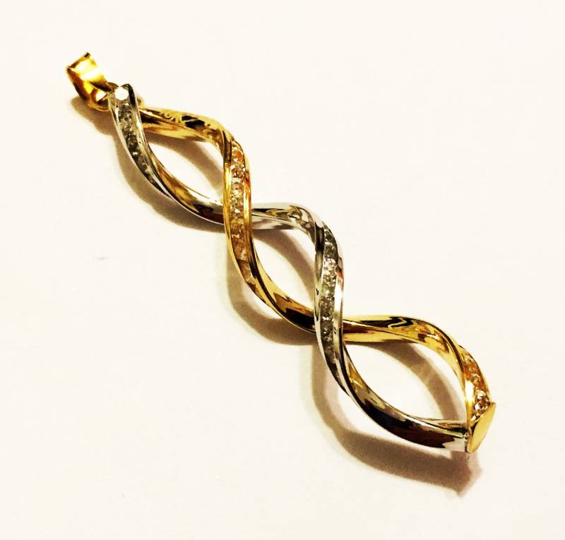 10K Solides Zweifarbiges Gold | 2 "Zoll Unendlichkeitsanhänger, Seltenes Fundkunstwerk Großer Einzigartiger Trendiger Swirly Stilvoller Anhänger von AMYKORYLINE