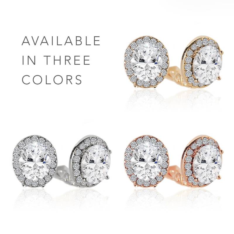 Zirkonia Ohrclips Gold, Rosegold, Silber von AMYOBridal