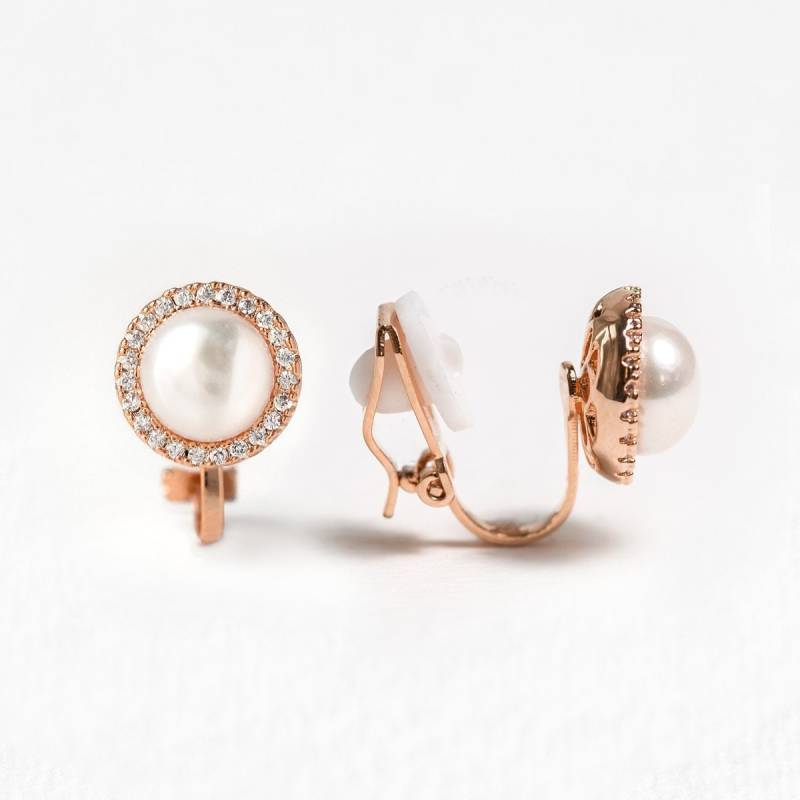 Clip On Ohrringe, Ohrstecker, Brautjungfer Geschenke, Braut Hochzeitsohrringe, Kristallohrringe, Perlenohrringe, Perlenschmuck von AMYOBridal