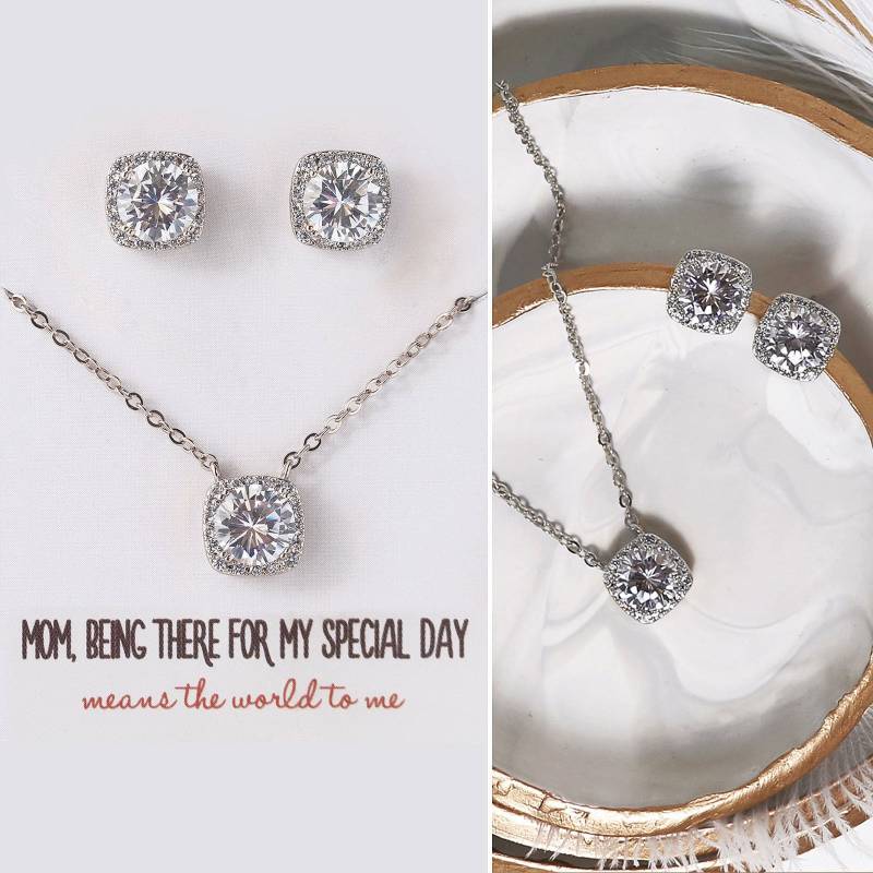 Mutter Der Braut Geschenk, Des Bräutigams Brautparty Kristallhalskette, Kristallschmuck, Hochzeitsgeschenk, Schmuckset von AMYOBridal