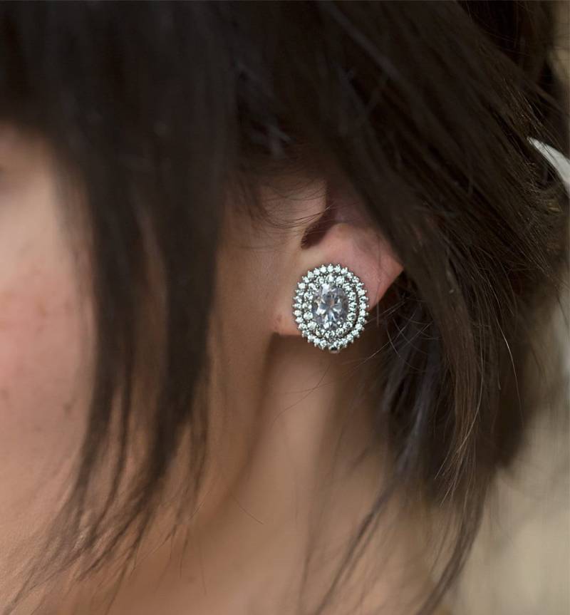 Ohrclips, Ohrstecker, Brautjungfer Geschenke, Braut Ohrringe, Hochzeit Kristall Silber Accessoires von AMYOBridal