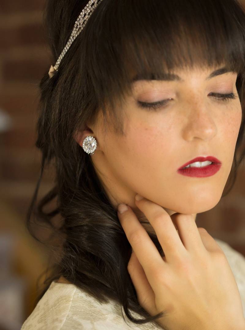 Ohrstecker Ohrringe, Brautjungfer Geschenke, Ohrclips, Braut Hochzeit Kristall Silber Accessoires von AMYOBridal