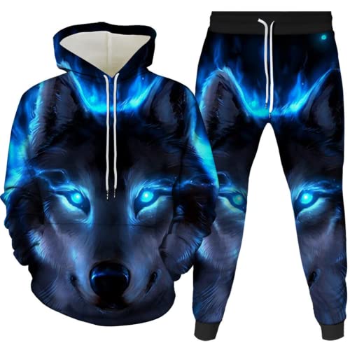 AMYSMTER Unisex Hoodie Damen Herren 3D Druck Kapuzenpullover +Jogginghose Jogging Anzug Jacke Sport Hose Fitness Hoodie Hose (Style-b,L) von AMYSMTER