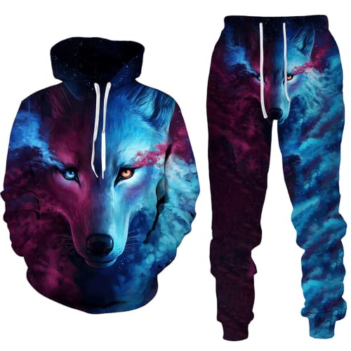 AMYSMTER Unisex Hoodie Damen Herren 3D Druck Kapuzenpullover +Jogginghose Jogging Anzug Jacke Sport Hose Fitness Hoodie Hose (Style-d,M) von AMYSMTER