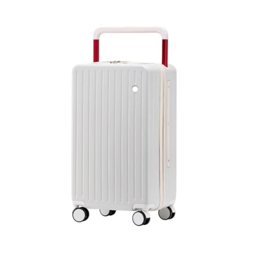 AMYSTY Koffer Trolley Reisekoffer Handgepäck Breiter Trolley-Koffer, Damen-Passwortkoffer Mit Großem Fassungsvermögen, Universalrad-Herrenkoffer Rollkoffer (Color : White, Size : 24inch) von AMYSTY