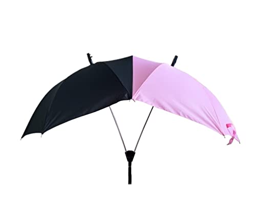 AMYSTY Regenschirme Sturmfest Schirm Schwarzer Zwei-Personen-Regenschirm Große Paare Starker Regenschutz Mit Zwei Köpfen In Doppelter Größe Winddichter Regenschirm Regenschirm (Color : Pink+black) von AMYSTY