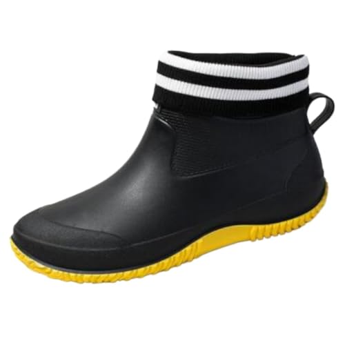 AMYSTY Wasserdticht Regenstiefel Damen Regenstiefel Gartenschuhe Rutschfeste Gummistiefeletten Autowaschschuhe Freizeitschuhe Komfort Gummistiefel(Yellow,36) von AMYSTY