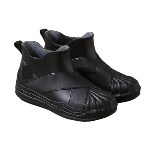 AMYSTY Wasserdticht Regenstiefel Kurze Wasserdichte Und Rutschfeste Gummischuhe For Damen For Den Außenbereich Komfort Gummistiefel(Black,38) von AMYSTY