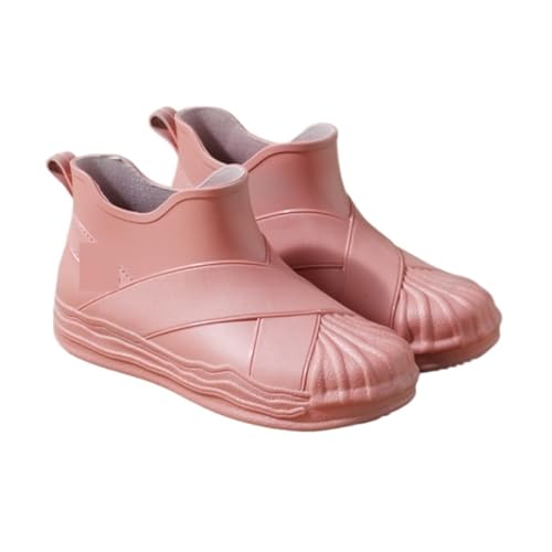 AMYSTY Wasserdticht Regenstiefel Kurze Wasserdichte Und Rutschfeste Gummischuhe For Damen For Den Außenbereich Komfort Gummistiefel(Pink,38) von AMYSTY