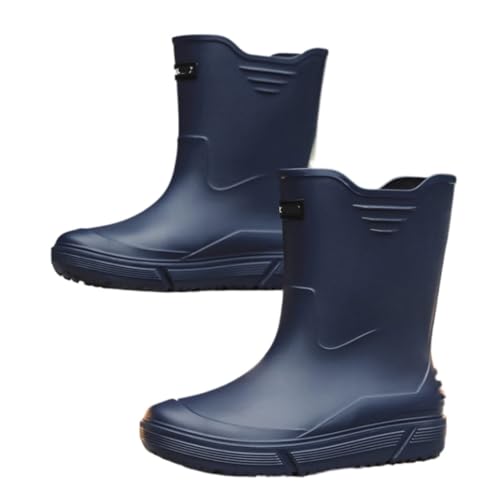 AMYSTY Wasserdticht Regenstiefel Rutschfeste, Wasserdichte Regenstiefel For Herren Mit Mittlerem Schaft Und Kurzem Schaft Aus Gummi Komfort Gummistiefel(Blue,42) von AMYSTY