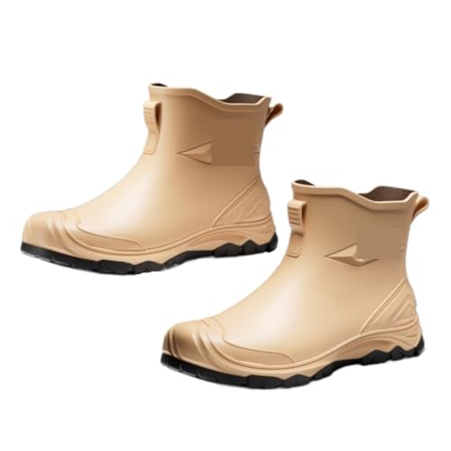 AMYSTY Wasserdticht Regenstiefel Rutschfeste Wasserschuhe For Den Außenbereich, Herren, Niedrige Stiefel Mit Kurzem Schaft, Wasserdicht Komfort Gummistiefel(Yellow,39) von AMYSTY