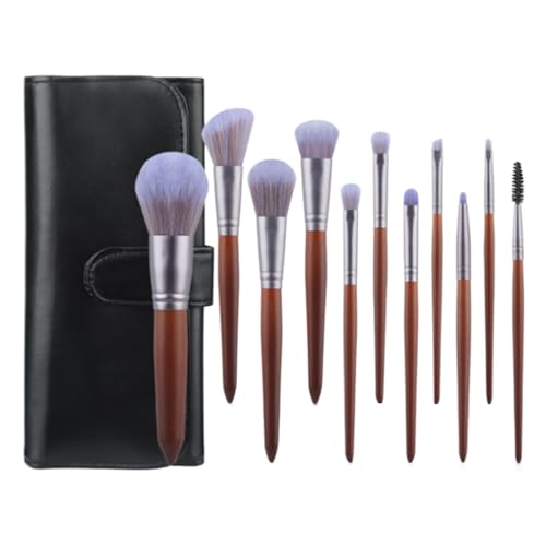 Pinselset Makeup 11 Stücke Holzgriff Make-Up Pinsel For Foundation Gesicht Lidschatten Make-Up-Tools Eyeshadow Pinsel(Purple-Brush Pack) von AMYSTY