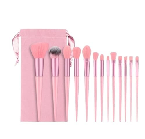 Pinselset Makeup 13-teiliges Reise-Make-up-Pinsel-Set, Tragbar, Mit Stofftasche For Concealer, Lidschatten, Gesichtspinsel Eyeshadow Pinsel(Pink) von AMYSTY