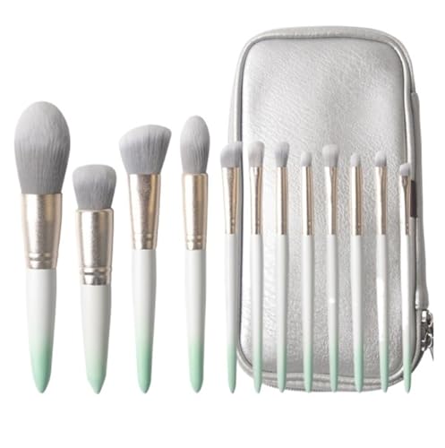 Pinselset Makeup Make-up-Pinsel-Set, 12-teilig, Premium-Pinsel For Lidschatten, Augenbrauen, Eyeliner, Concealer Und Mehr Eyeshadow Pinsel(Green-Brush Pack) von AMYSTY