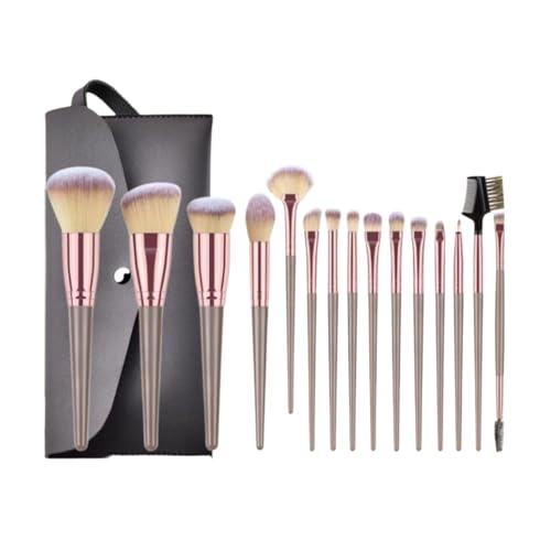 Pinselset Makeup Make-up-Pinsel-Set, 15-teilig, Make-up-Pinsel, Rouge, Lidschatten, Mischpinsel-Set Eyeshadow Pinsel(Khaki-Brush Pack) von AMYSTY