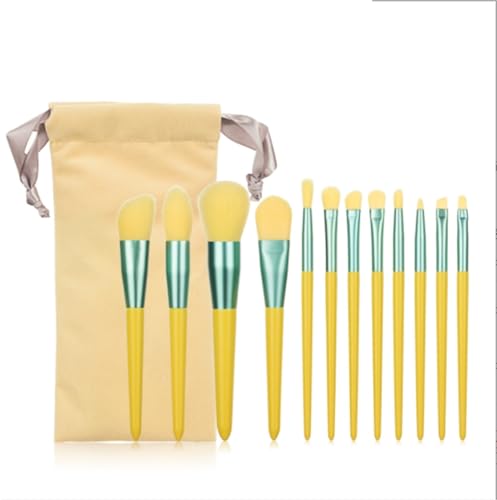 Pinselset Makeup Make-up Pinsel Set 12 Stück For Kontur Rouge Concealer Lidschatten Eyeshadow Pinsel(Yellow-Brush Pack) von AMYSTY
