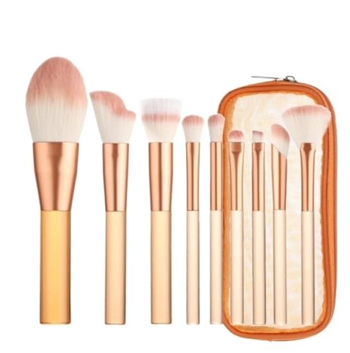 Pinselset Makeup Make-up Pinsel Set 9 Stück For Foundation Concealer Lidschatten Rouge Eyeshadow Pinsel(Orange-Brush Pack) von AMYSTY