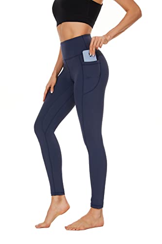 AMYTIS Damen Sport Leggings Yogahose High Waist mit Taschen Fitness Stretch Blickdicht Lang Gym Handytasche, Blue#1, L von AMYTIS LINGERIE