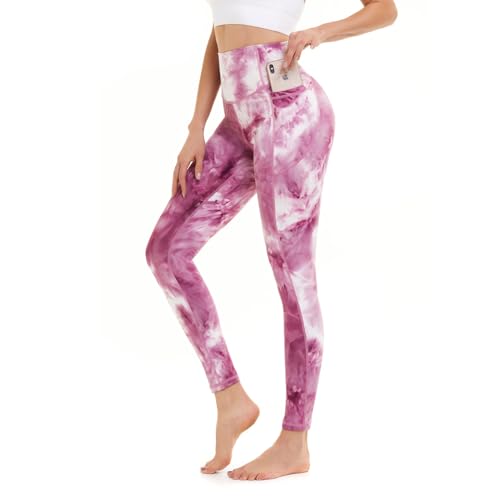 AMYTIS Damen Sport Leggings Yogahose High Waist mit Taschen Fitness Stretch Blickdicht Lang Gym Handytasche von AMYTIS LINGERIE