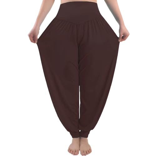 AMYTIS Haremshose Damen Lang, Sommer Einfarbig Sport Yogahose Workout Fitness Stretch Yoga Hose mit Hoher Taille für Damen Pumphose Yoga Pilates Hosen von AMYTIS LINGERIE