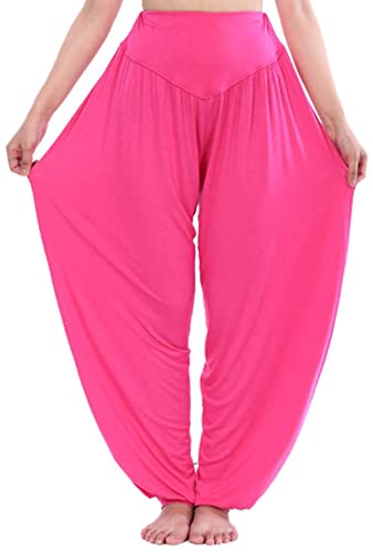 AMYTIS Haremshose für Damen Super Weiches Pumphose Lang Modal Pluderhose Yoga Pilates Hosen Rosenrot von AMYTIS LINGERIE