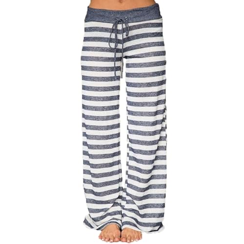 AMYTIS LINGERIE Damen Blumenmuster Weite Bein Lange Hose Schlafanzughose weich Pyjamahose Fitness Freizeithose Strandhose Weites Bein Hose S-XXXL von AMYTIS LINGERIE