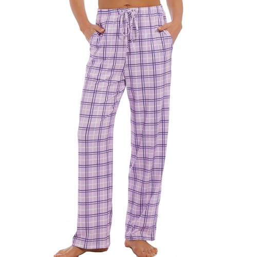 AMYTIS LINGERIE Damen Pyjamahose mit Taschen Loungehose Schlafanzughose Freizeithose Bequeme Weiche Schlafhose,kariert 07,M von AMYTIS LINGERIE