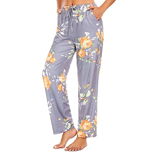 AMYTIS LINGERIE Damen Pyjamahose mit Taschen Loungehose Schlafanzughose Freizeithose Bequeme Weiche Schlafhose von AMYTIS LINGERIE