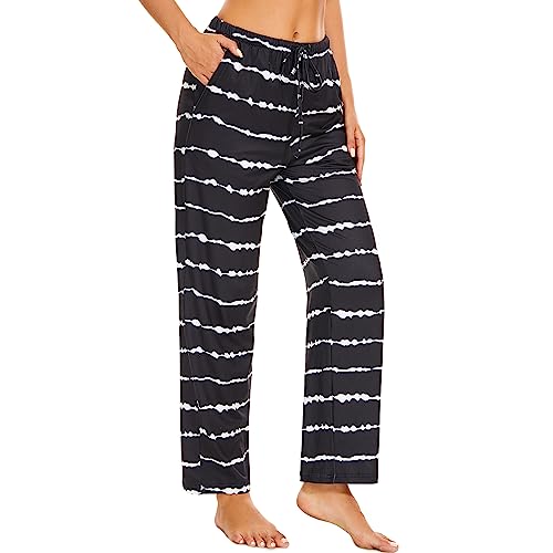 AMYTIS LINGERIE Damen Pyjamahose mit Taschen Loungehose Schlafanzughose Freizeithose Bequeme Weiche Schlafhose von AMYTIS LINGERIE