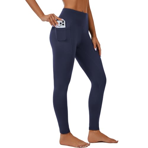 AMYTIS Sport Leggings Damen mit Taschen High Waist Yogahose Sporthose Lang Blickdicht Leggins Fitness Sportleggins M Dunkelblau von AMYTIS LINGERIE