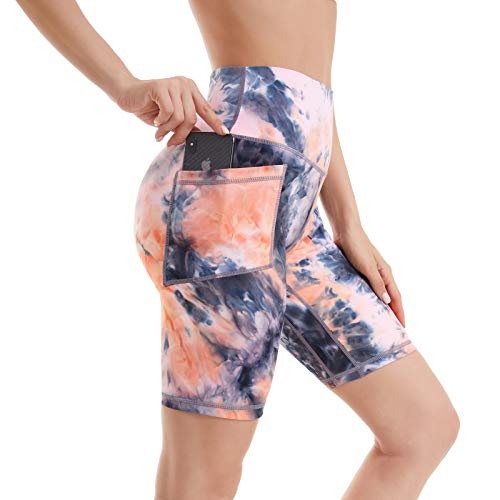 AMYTIS Kurze Sporthose Yoga Shorts Fitness Kurze Hose Damen High Waist Kurz Leggings Laufhose Radlerhose, Orange#8, XL von AMYTIS LINGERIE