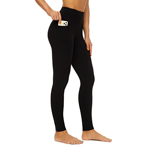 AMYTIS Sport Leggings Damen mit Taschen High Waist Yogahose Sporthose Lang Blickdicht Leggins Fitness Sportleggins L Schwarz von AMYTIS LINGERIE