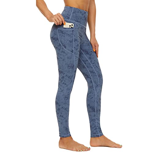 AMYTIS Sport Leggings Damen mit Taschen High Waist Yogahose Sporthose Lang Blickdicht Leggins Fitness Sportleggins M Blau von AMYTIS LINGERIE