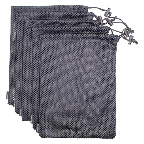 AMYXIYUAN 5Pcs Nylon Sack Durable Net Bag Black Mesh Bag Multifunktionale Kordelzug Mesh Taschen Polyester Kordelzug Net Taschen von AMYXIYUAN