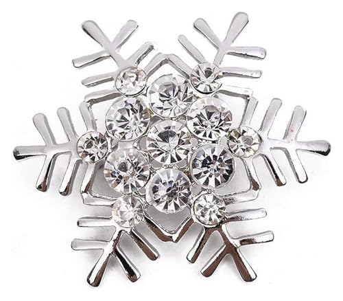 Frauen Broschen & Anstecknadeln， Weibliche Weihnachtsbrosche Legierung eingelegt Strass Schneeflocke Form Brosche elegante Kleidung von AMZBNEIDI