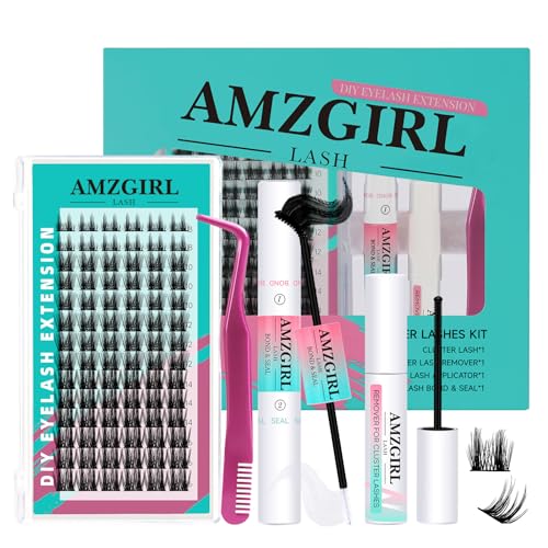 Diy Wimpernverlängerung Kit 84 Pcs Wimpern-Cluster mit Wimpernkleber, Entferner, Wimpern-Cluster Pinzette für Anfänger Diy individuelle Wimpernverlängerung zu Hause einfach anzuwenden (Blushing) von AMZGIRL LASH