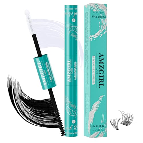 Lash Bond and Seal Wimpernbüschelkleber House of Lash Clusters Mascara Wandkleber 12ml Langanhaltend 72 Stunden Schwarzer Wimpernbüschelkleber + Wimpernsiegel 2 in 1 DIY Wimpernbüschel(Yumao) von AMZGIRL LASH
