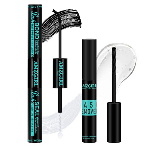 Lash Bond und Seal und Remover Kit Cluster Wimpern Kleber Entferner Wasserdicht DIY Wimpern Verlängerungen Kleber stark halten 48-96 Stunden Öl Wimpern Entferner Schnell Entfernen Rest von AMZGIRL LASH