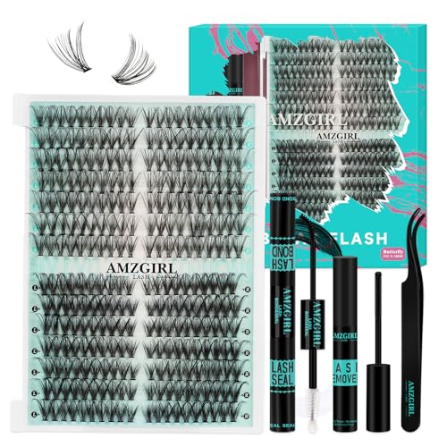Lash Extension Set 280pcs DIY Wimpern Extensions Set individuelle Cluster Lashes 30D40D D Curl mit Wimpernklebeband und -versiegelung,Wimpernkleber-Entferner,Wimpernpinzette (9-18mm, D-MIX Kit) von AMZGIRL LASH