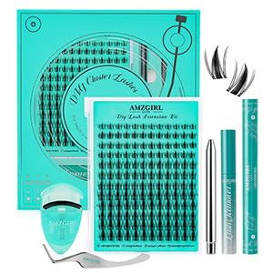 Manga Lash Clusters Kit 144PCS Fee Wimpernverlängerung Kit mit Lash Bond und Dichtung, gefälschte Wimpern Cluster mit Lash Brush, Lash Kleber Remover, Lash Pinzette und Lash Curler von AMZGIRL LASH
