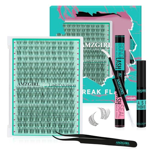 Natürliche Lashes Extension Set 160PCS Wimpern Extensions Set Cluster Lashes mit Weiß Bindung und Siegel, Wimpern Entferner und Applikator, Unsichtbare Wimpern(Lavendy, D-Mix8-16mm) von AMZGIRL LASH