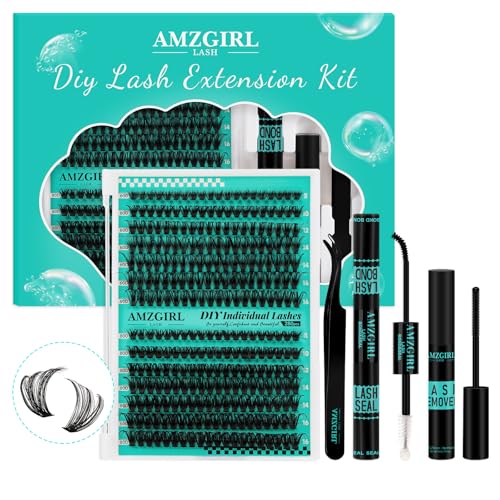 Wimpern Extensions Set 280Pcs 60D80D Lash Extension Set Individual Cluster Lashes Wimpernverlängerung Mit Bindung und Siegel,Wimpern Applikator und Entferner für Cluster Wimpern Kit(8-16mm Kit) von AMZGIRL LASH