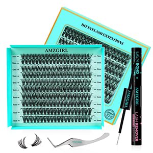 Lash Extension Set 200PCS Wimpern Set 40D Curl 9-16mm Mix Wimpernverlängerungsset mit wasserfestem Wimpernkleber und Entferner, einzelne Wimpern mit Wimpernpinzette für Anfänger zu Hause von AMZGIRL LASH