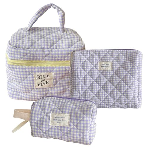AMZLORD 3pcs Gesteppte Reise -Make -up -Beutel Karierte kosmetische Reißverschlussbeutel großer Kapazitäts -Make -up -Organisator -Aufbewahrungsbeutel for Frauen und Mädchen AMZLORD 3pcs Gesteppte Reise -Make -up -Beutel Karierte kosmetische Reißverschlussbeutel großer Kapazitäts -Make -up -Organisator -Aufbewahrungsbeutel for Frauen und Mädchen von AMZLORD